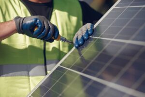 solar panel, installation, worker