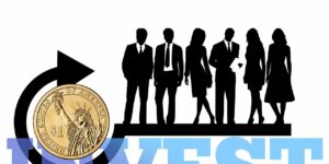 businesswoman, businessman, business people, dollar, arrow, invest, investment, deposit, mission, business, finance, manager, financial world, economy, speculate, innovative, market economy, silhouettes, resources, boss